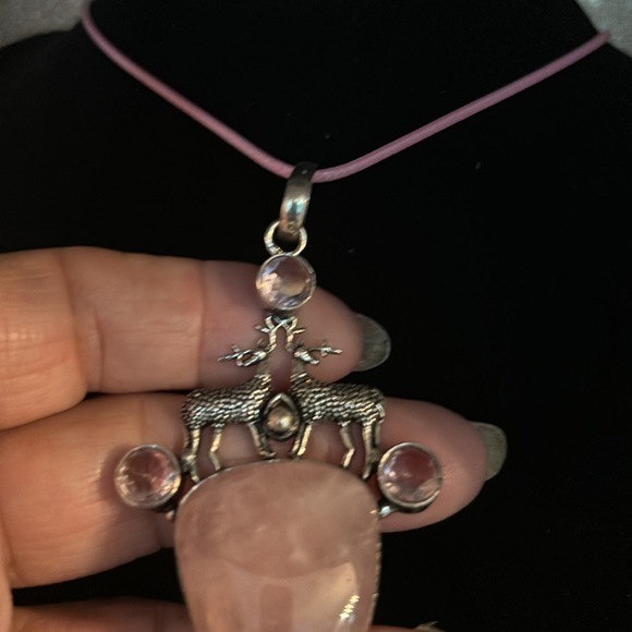 Elegant Silver and Rose Quartz Pendant 925 so unique! - Picture 3 of 4